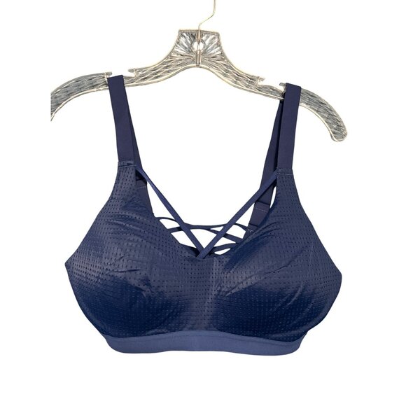 Victoria Sport Navy Blue Strappy Lightly Padded Sports Bra 36C Adjustable Straps - Picture 1 of 7